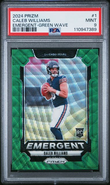 2024 Panini Prizm Emergent Caleb Williams #1 (Emergent-Green Wave) Mint 9 front