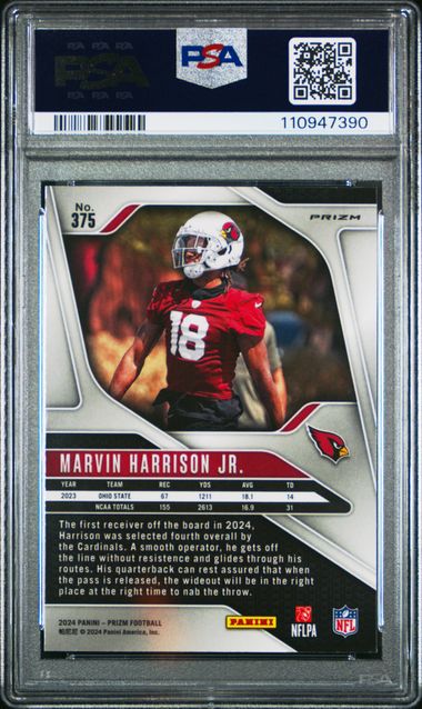 2024 Panini Prizm Marvin Harrison Jr. #375 (Silver Prizm) Mint 9 back