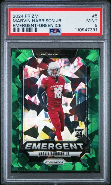 2024 Panini Prizm Emergent Marvin Harrison Jr. #5 (Emergent-Green Ice) Mint 9 front