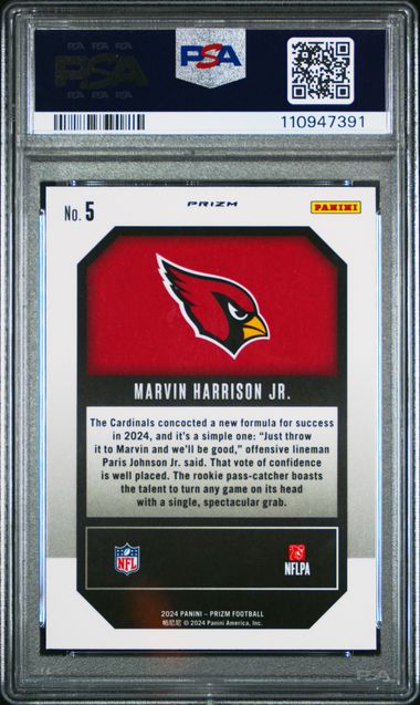 2024 Panini Prizm Emergent Marvin Harrison Jr. #5 (Emergent-Green Ice) Mint 9 back