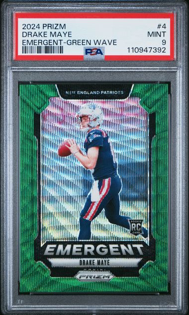 2024 Panini Prizm Emergent Drake Maye #4 (Emergent-Green Wave) Mint 9 front