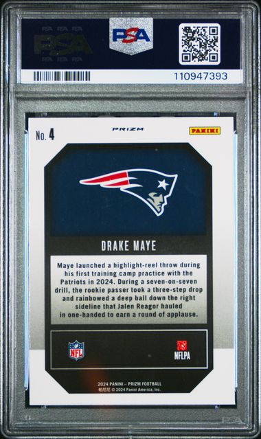 2024 Panini Prizm Emergent Drake Maye #4 (Emergent-Green Prizm) Mint 9 back