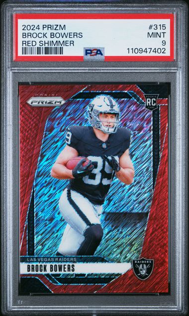 2024 Panini Prizm Brock Bowers #315 (Red Shimmer) Mint 9 front