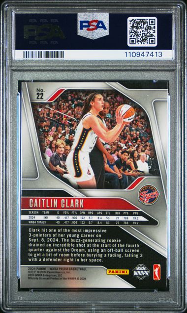 2024 Panini Prizm Wnba Caitlin Clark #22 Gem Mt 10 back