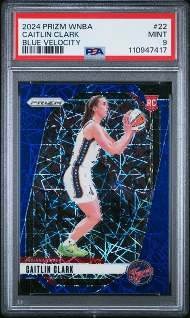 2024 Panini Prizm Wnba Caitlin Clark #22 (Blue Velocity) Mint 9 front