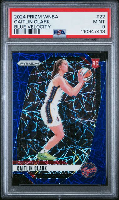 2024 Panini Prizm Wnba Caitlin Clark #22 (Blue Velocity) Mint 9 front