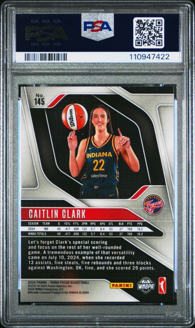 2024 Panini Prizm Wnba Caitlin Clark #145 Mint 9 back