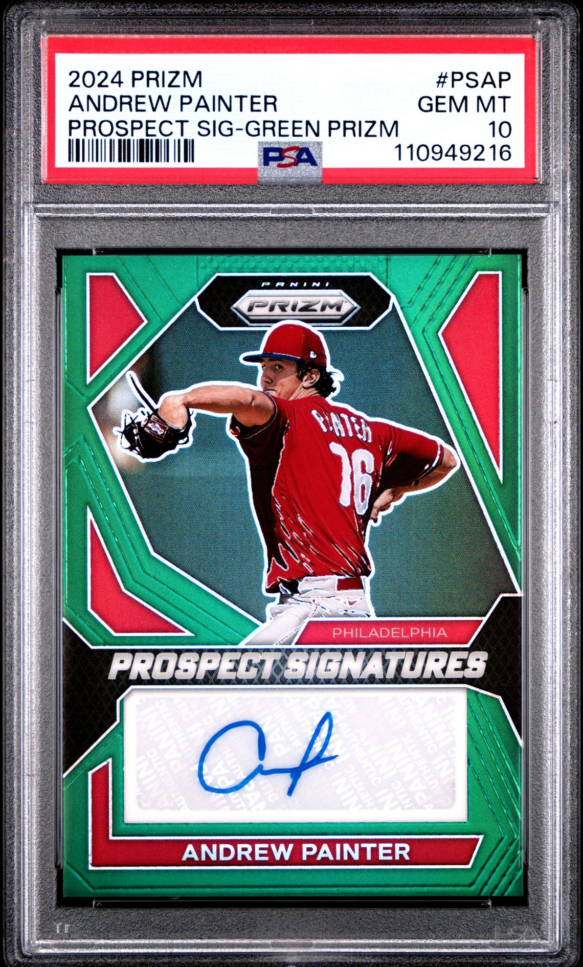 2024 Panini PANINI PRIZM PROSPECT SIGNATURES GREEN PRIZM #PSAP Andrew Painter front