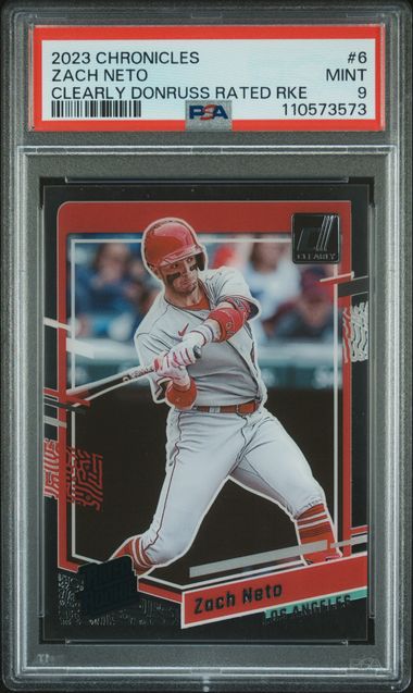 2023 Panini Chronicles Clearly Donruss Rated Rookie Zach Neto #6 (Clearly Donruss Rated Rke) Mint 9 front