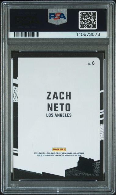 2023 Panini Chronicles Clearly Donruss Rated Rookie Zach Neto #6 (Clearly Donruss Rated Rke) Mint 9 back