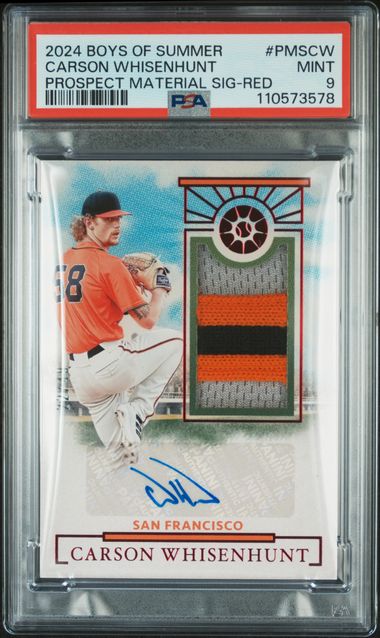 2024 Panini Boys Of Summer Prospect Material Signatures Carson Whisenhunt #Pmscw (Prospect Material Sig-Red) Mint 9 front