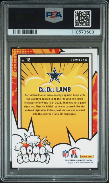 2024 Panini Donruss Bomb Squad Ceedee Lamb #18 (Bomb Squad-Holo) Gem Mt 10 back