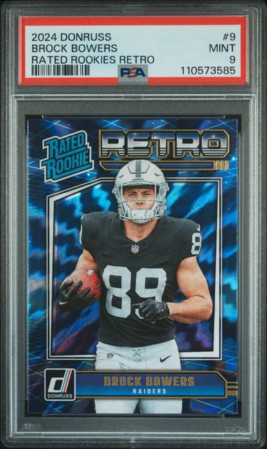 2024 Panini Donruss Rated Rookies Retro Brock Bowers #9 Mint 9 front