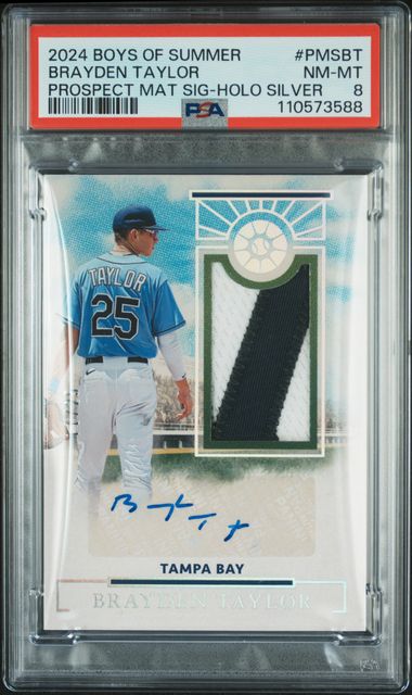 2024 Panini Boys Of Summer Prospect Material Signatures Brayden Taylor #Pmsbt (Prospect Mat Sig-Holo Silver) Nm-Mt 8 front