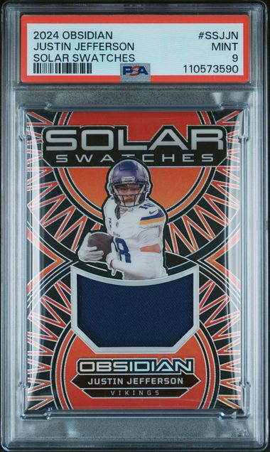 2024 Panini Obsidian Solar Swatches Justin Jefferson #Ssjjn Mint 9 front