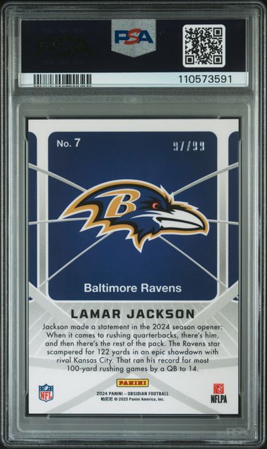 2024 Panini Obsidian Atomic Initials Lamar Jackson #7 (Atomic Initials-Silver) Nm-Mt 8 back