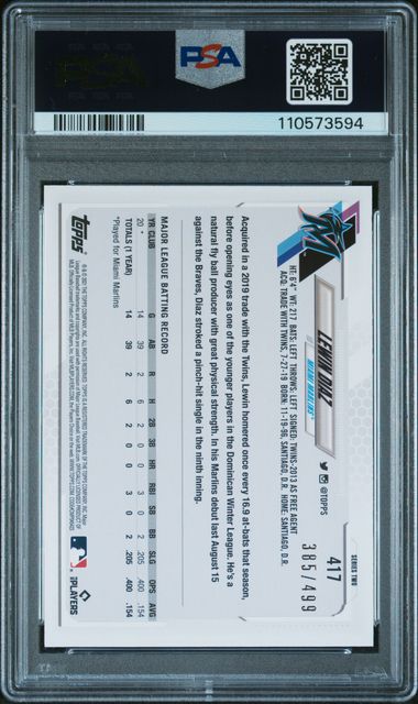 2021 Topps Lewin Diaz #417 (Green) Mint 9 back