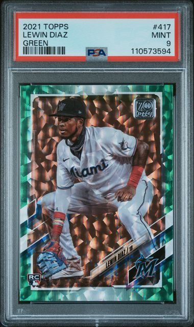 2021 Topps Lewin Diaz #417 (Green) Mint 9 front