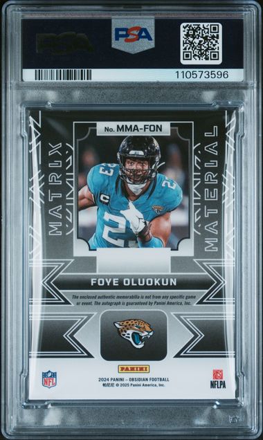 2024 Panini Obsidian Matrix Material Autographs Foye Oluokun #Mmafon (Matrix Material Au-Contra) Nm 7 back