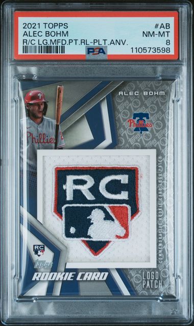 2021 Topps Rookie Card Logo Manufactured Patch Relic Alec Bohm #Ab (R/C Lg.mfd.pt.rl-Plt.anv.) Nm-Mt 8 front
