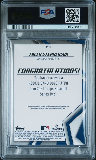 2021 Topps Rookie Card Logo Manufactured Patch Relic Tyler Stephenson #Ts (R/C Logo Mfd.patch Relic) Mint 9 back