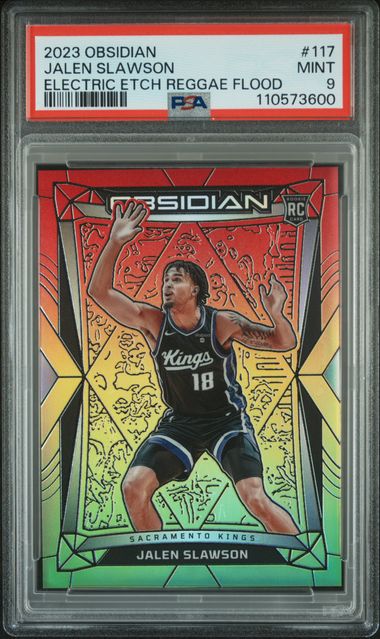 2023 Panini Obsidian Jalen Slawson #117 (Electric Etch Reggae Flood) Mint 9 front