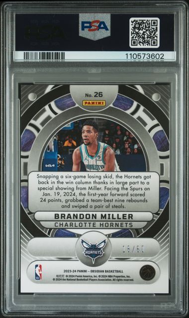 2023 Panini Obsidian Orbital Brandon Miller #26 (Orbital-Ee Reggae Flood) Gem Mt 10 back