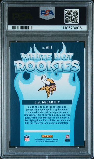 2024 Panini Donruss White Hot Rookies Jj Mccarthy #Wh1 Mint 9 back
