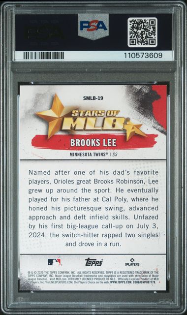 2025 Topps Stars Of Mlb Brooks Lee #Smlb19 Mint 9 back