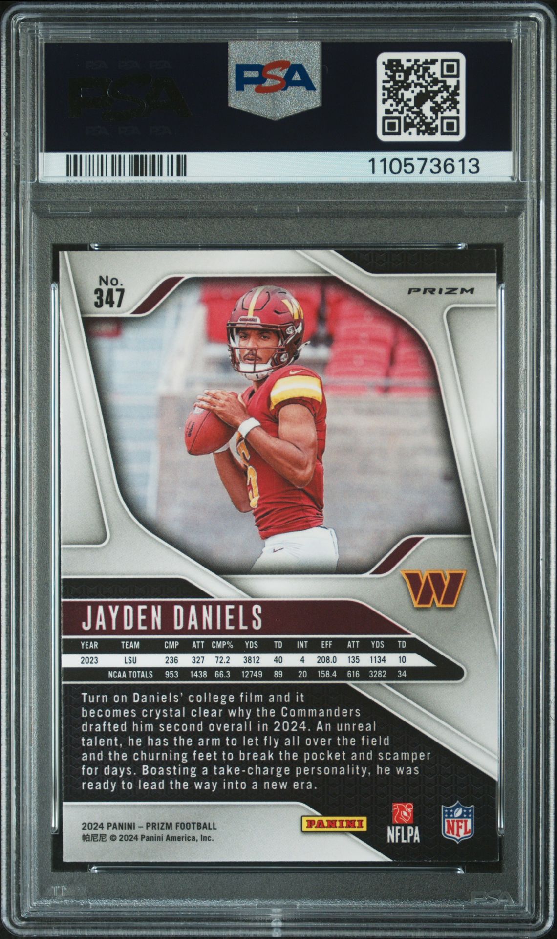 2024 Panini Prizm Jayden Daniels #347 (Silver Prizm) Nm-Mt 8 back