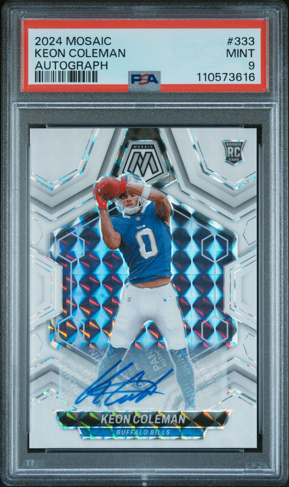 2024 Panini Mosaic Keon Coleman #333 (Autograph) Mint 9 front