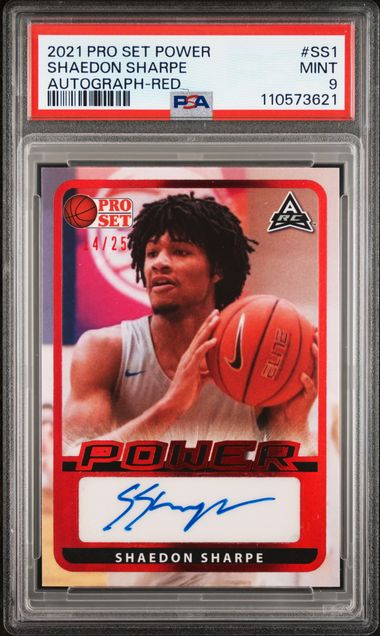 2021 Leaf Pro Set Power Autographs Shaedon Sharpe #Ss1 (Autograph-Red) Mint 9 front