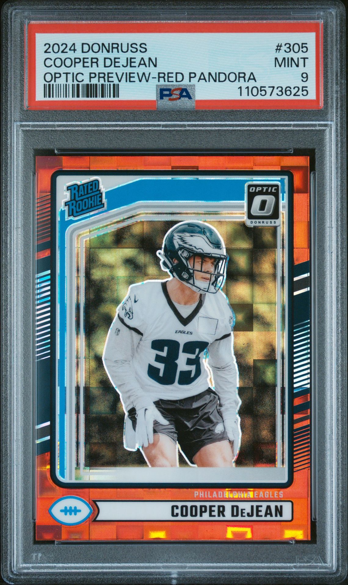 2024 Panini Donruss Cooper Dejean #305 (Optic Preview-Red Pandora) Mint 9 front
