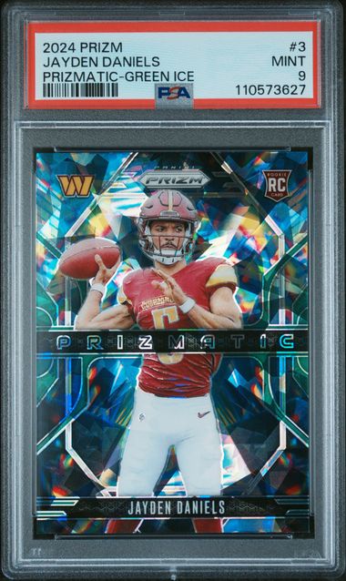 2024 Panini Prizm Prizmatic Jayden Daniels #3 (Prizmatic-Green Ice) Mint 9 front