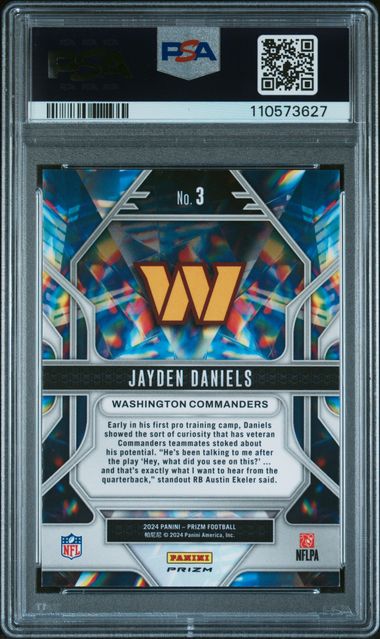 2024 Panini Prizm Prizmatic Jayden Daniels #3 (Prizmatic-Green Ice) Mint 9 back