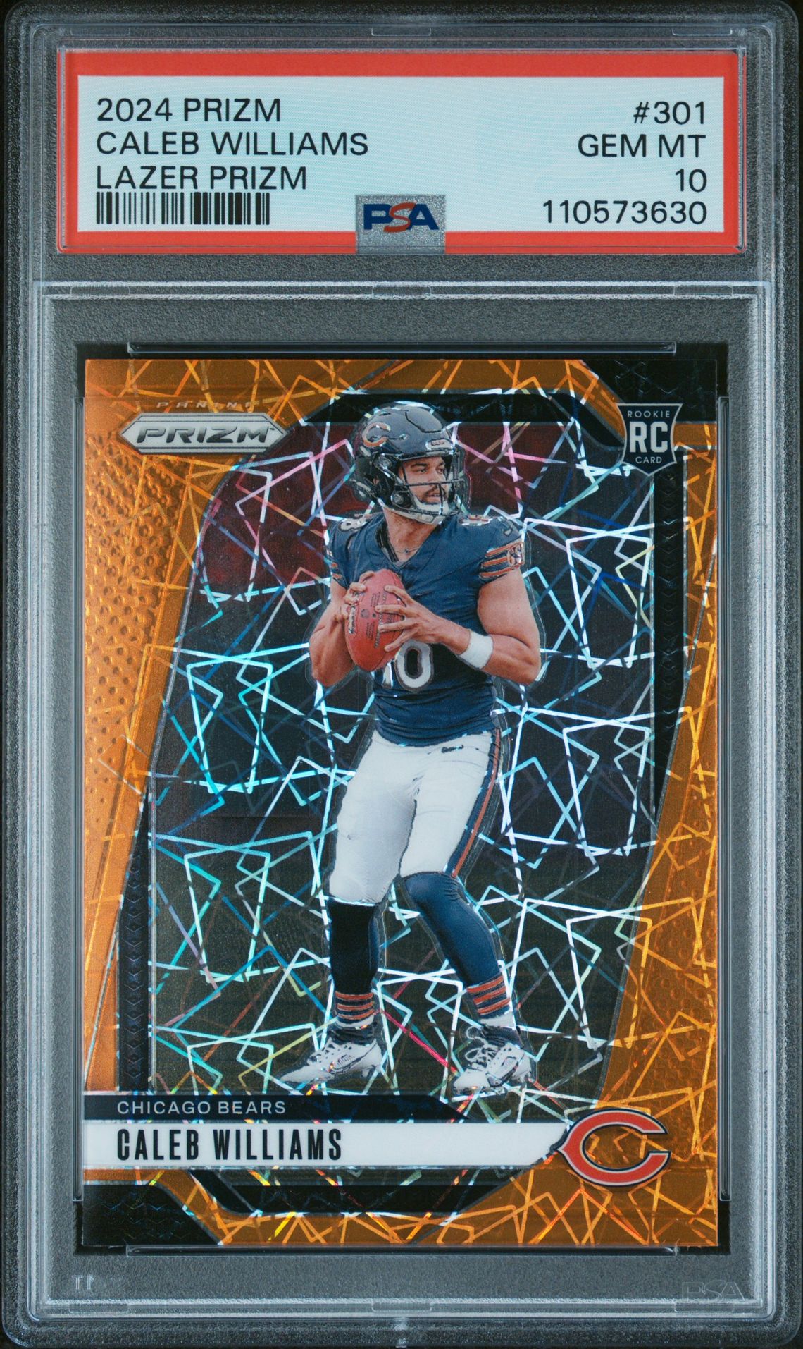 2024 Panini Prizm Caleb Williams #301 (Lazer Prizm) Gem Mt 10 front