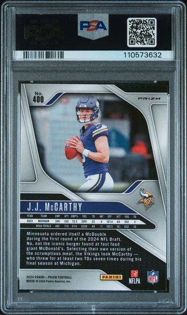 2024 Panini Prizm Jj Mccarthy #400 (Silver Prizm) Gem Mt 10 back