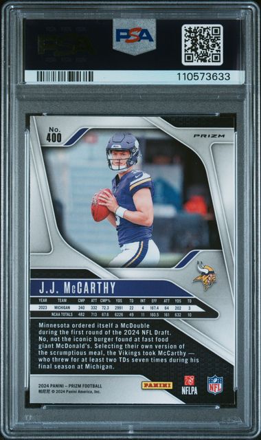 2024 Panini Prizm Jj Mccarthy #400 (Red/White/Blue Prizm) Gem Mt 10 back