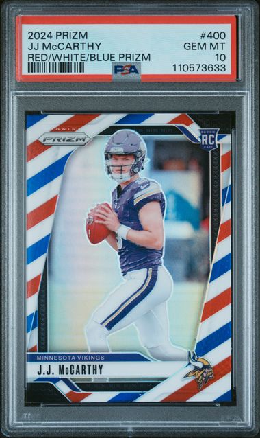2024 Panini Prizm Jj Mccarthy #400 (Red/White/Blue Prizm) Gem Mt 10 front