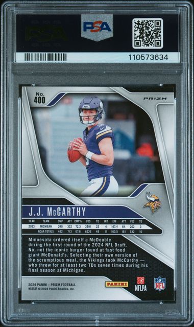 2024 Panini Prizm Jj Mccarthy #400 (Disco Prizm) Gem Mt 10 back