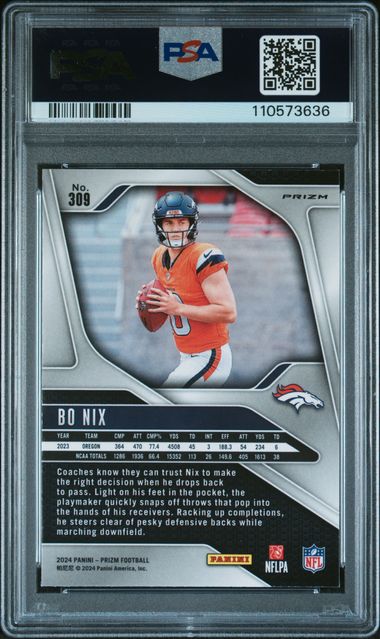 2024 Panini Prizm Bo Nix #309 (Pink Prizm) Mint 9 back