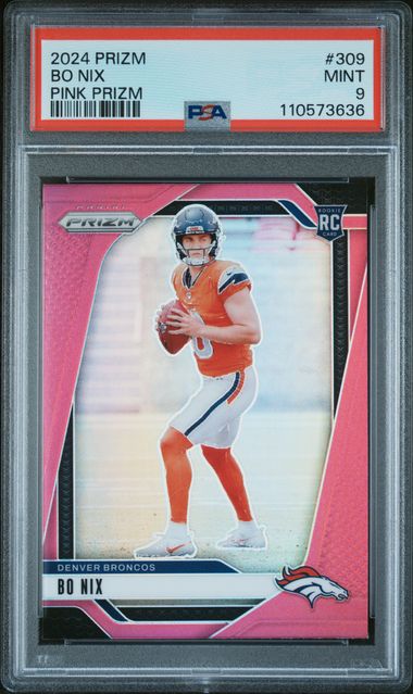 2024 Panini Prizm Bo Nix #309 (Pink Prizm) Mint 9 front
