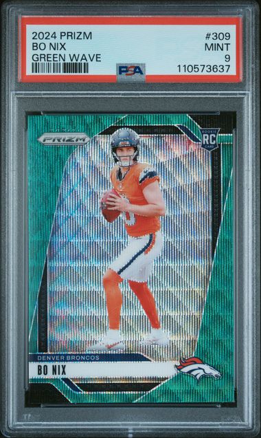 2024 Panini Prizm Bo Nix #309 (Green Wave) Mint 9 front