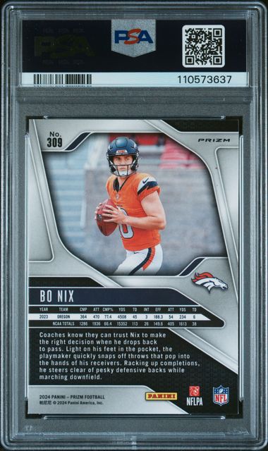2024 Panini Prizm Bo Nix #309 (Green Wave) Mint 9 back