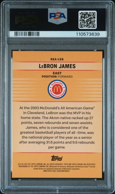 2024 Topps Chrome Mcdonald's All American Franchise Picks Lebron James #Leb (Franchise Picks-Gold Ref) Nm-Mt 8 back