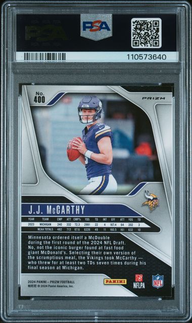 2024 Panini Prizm Jj Mccarthy #400 (Neon Green Pulsar) Nm-Mt 8 back