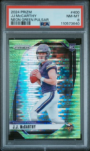 2024 Panini Prizm Jj Mccarthy #400 (Neon Green Pulsar) Nm-Mt 8 front