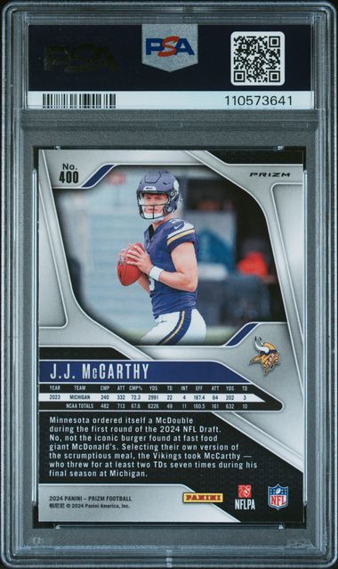2024 Panini Prizm Jj Mccarthy #400 (Red/White/Blue Prizm) Gem Mt 10 back