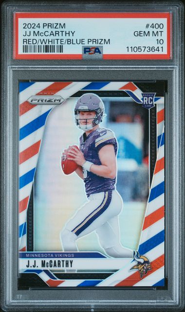 2024 Panini Prizm Jj Mccarthy #400 (Red/White/Blue Prizm) Gem Mt 10 front