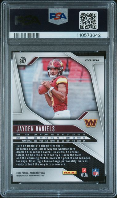 2024 Panini Prizm Jayden Daniels #347 (Red/White/Blue Prizm) Mint 9 back
